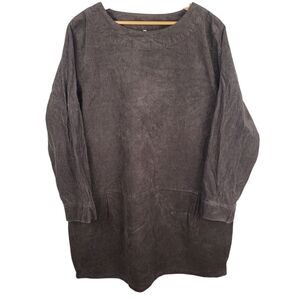 Brown Corduroy Long Sleeve Dress. XL. Side Pockets. Heavy Quality.